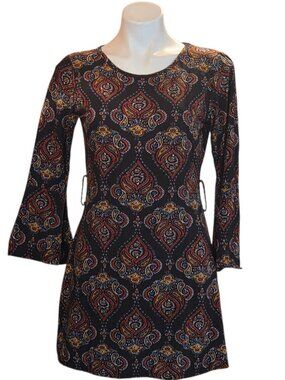 Vintage Urban Rose Paisley Dress Size XL Bell Sleeves Made In USA